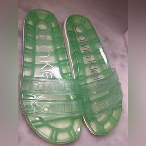 Calvin Klein Jelly Green Slides  W 9